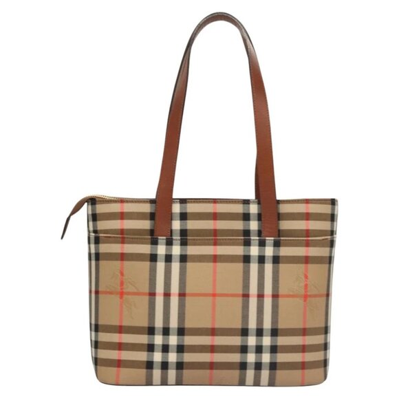 BURBERRY Nova Check Tote Bag Canvas Beige Gold Auth - Picture 6 of 15